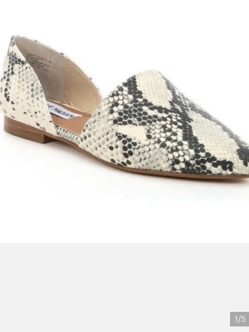 Steve Madden Women's Snake-Print D'Orsay Flat - White/Black